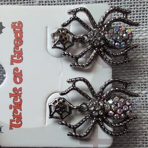 Halloween Sparkling Rhinestone Spider Earrings